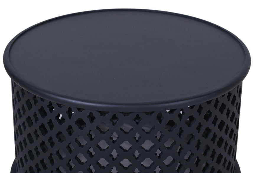 Jaipur Lattice Black Mango Wood Round Coffee Table-3