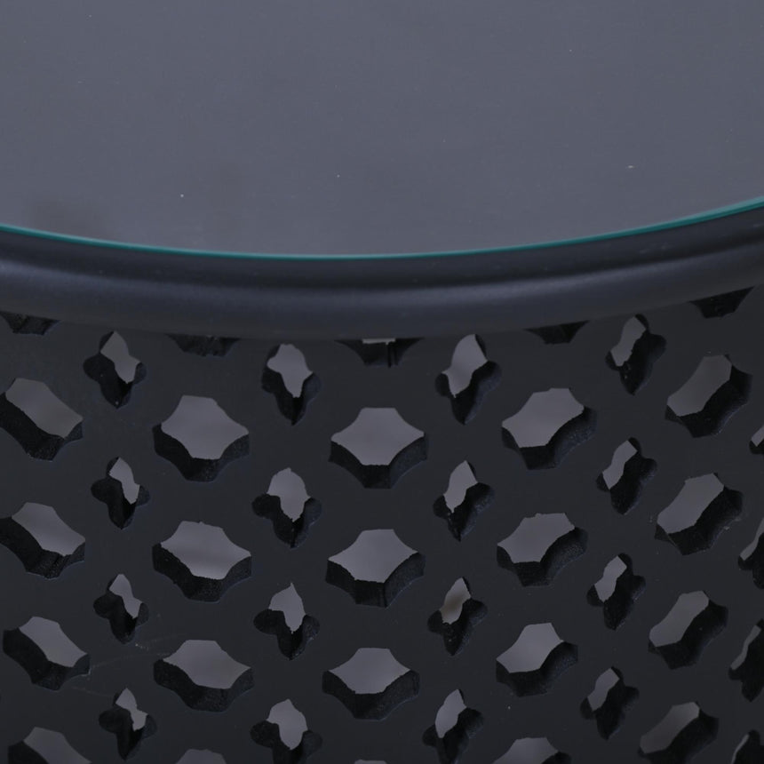 Jaipur Lattice Black Mango Wood Round Coffee Table-4