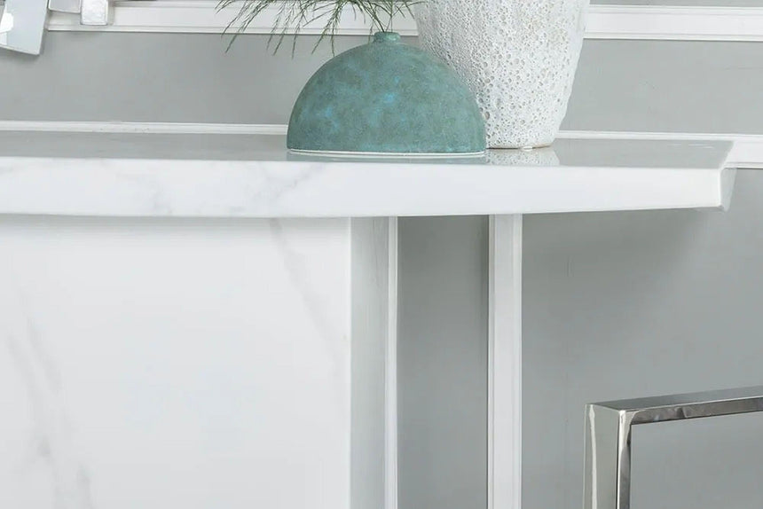 Turin White Marble Console Table-4