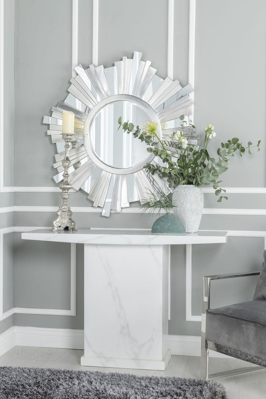 Turin White Marble Console Table-5