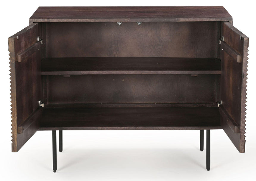 Highgrove Fluted 2 Door Sideboard in Walnut Finished Mango Wood-3