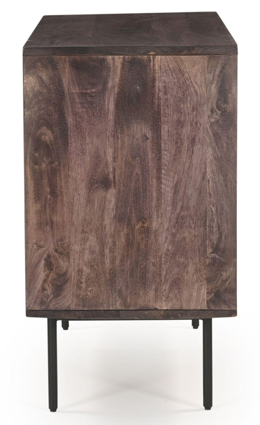 Highgrove Fluted 2 Door Sideboard in Walnut Finished Mango Wood-5