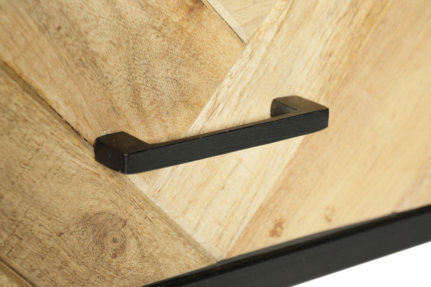 Rennes Chevron 1 Drawer Storage Coffee Table - Rustic Mango Wood-6