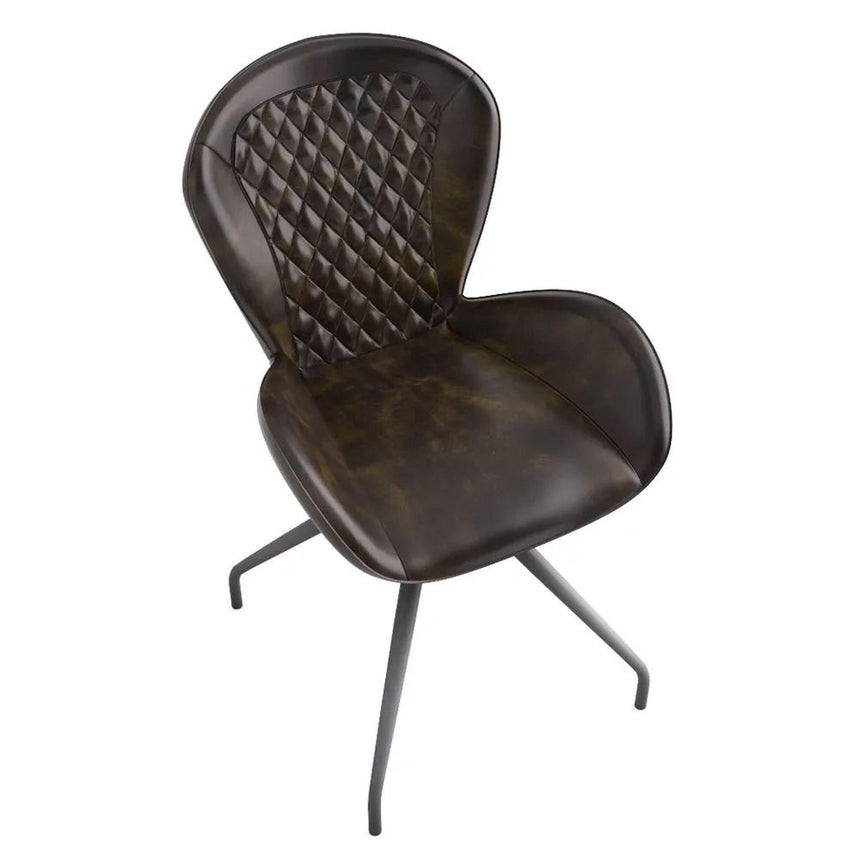 Aleah Bottle Green Leather Dining Chair-5