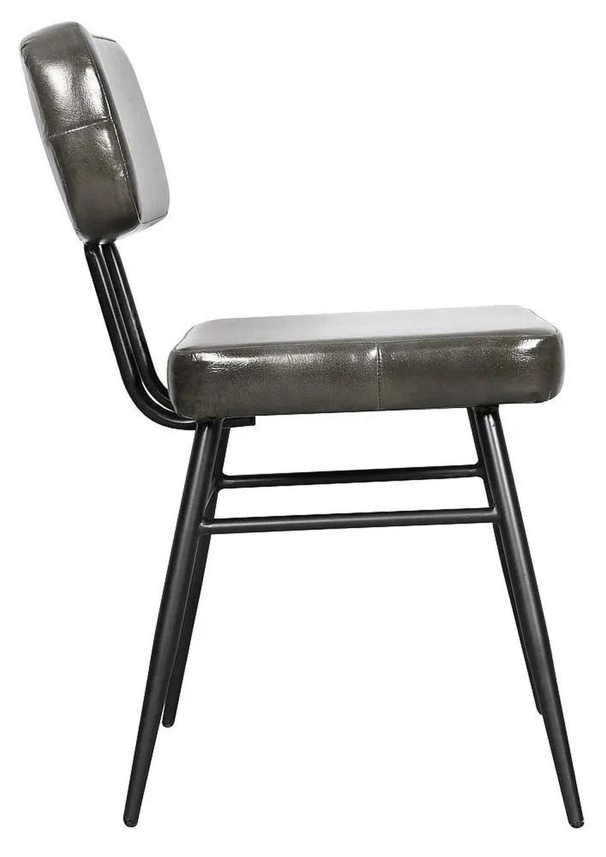 Louise Bottle Green Leather Dining Chair-3