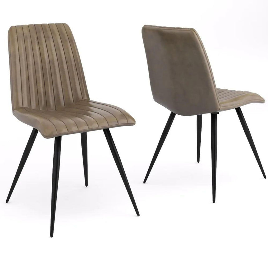 Margo Dark Brown Dining Chair, Genuine Leather with Metal Legs-2