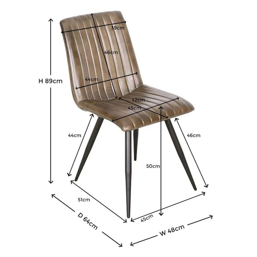 Margo Dark Brown Dining Chair, Genuine Leather with Metal Legs-7