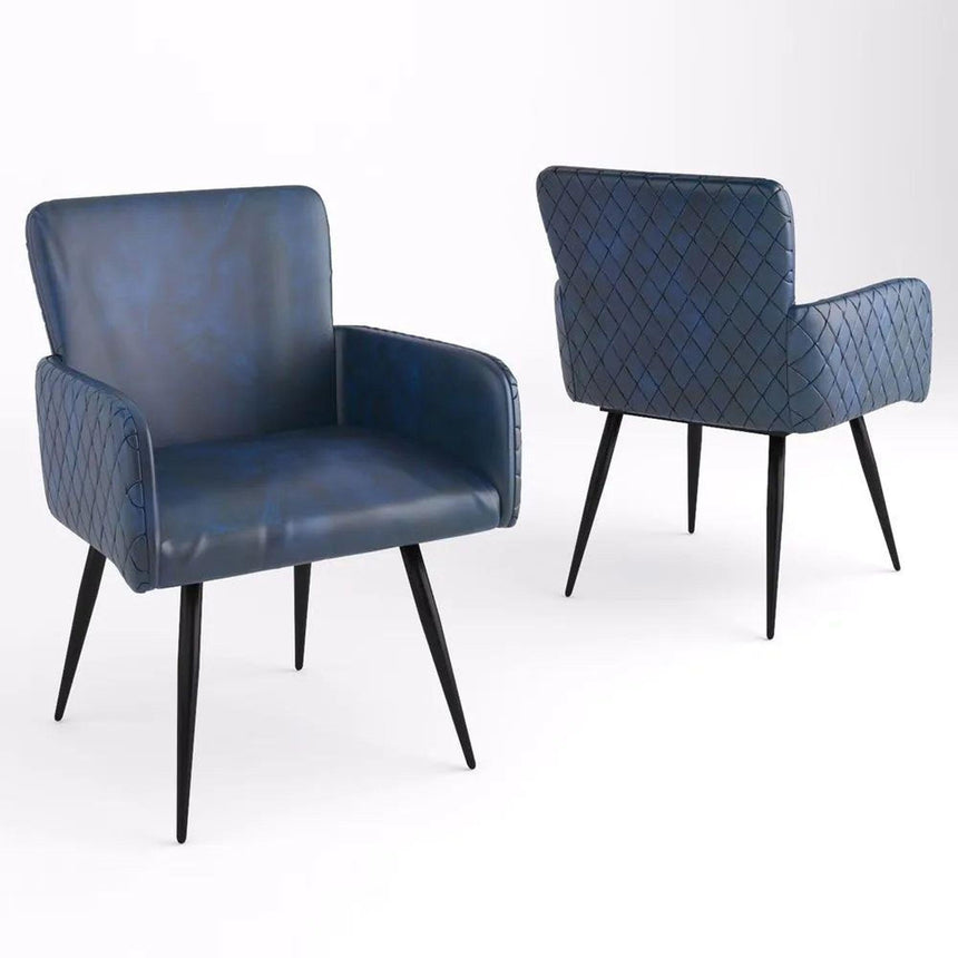 Stanton Navy Blue Leather Dining Armchair-2