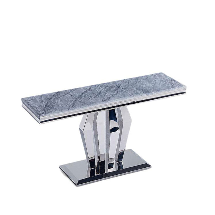 Lucca Grey Marble and Chrome Console Table