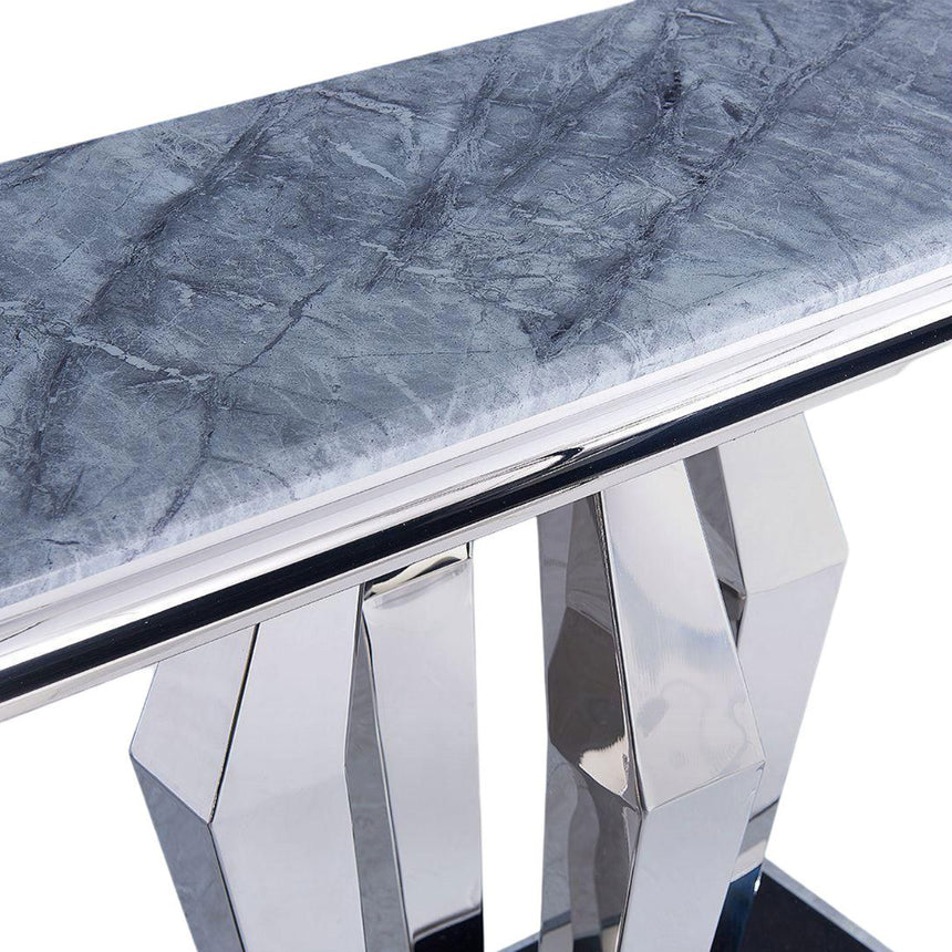 Lucca Grey Marble and Chrome Console Table