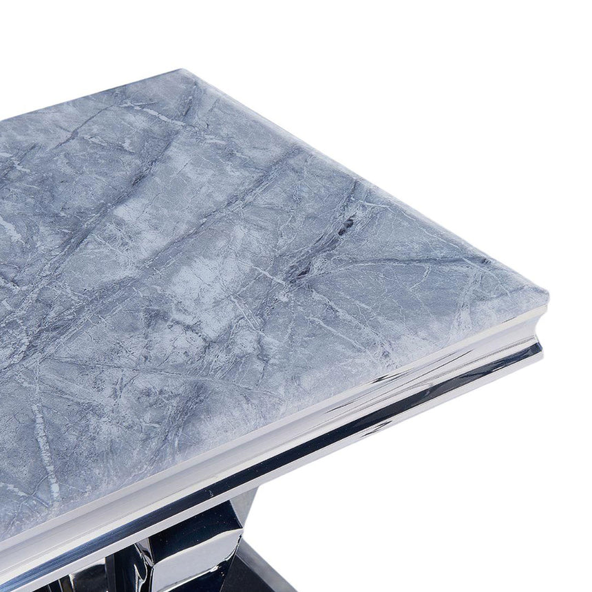 Lucca Grey Marble and Chrome Square Lamp Table