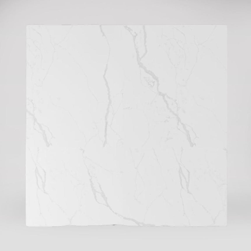 Turin 140cm Square White Marble Dining Set - Carmela Grey Faux Leather Chairs-4