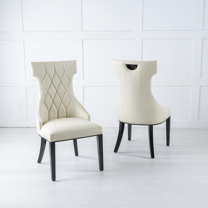 Turin 140cm Square White Marble Dining Set - Mimi Cream Faux Leather Chairs-4