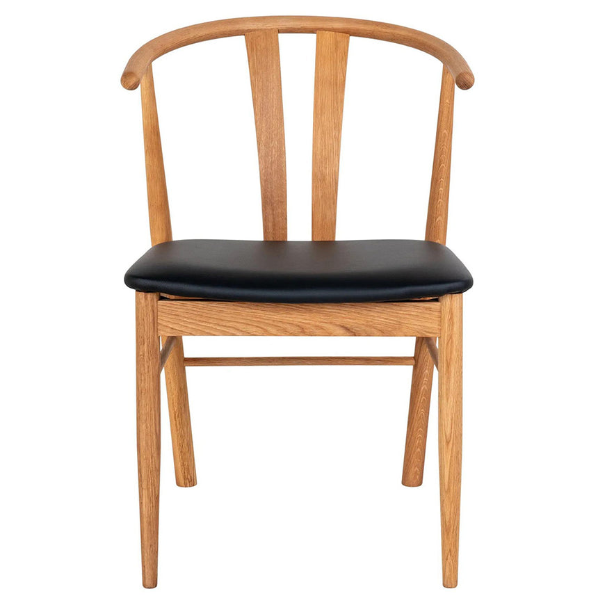 2 x Melilla Natural Oak Faux Leather Seat Dining Chair