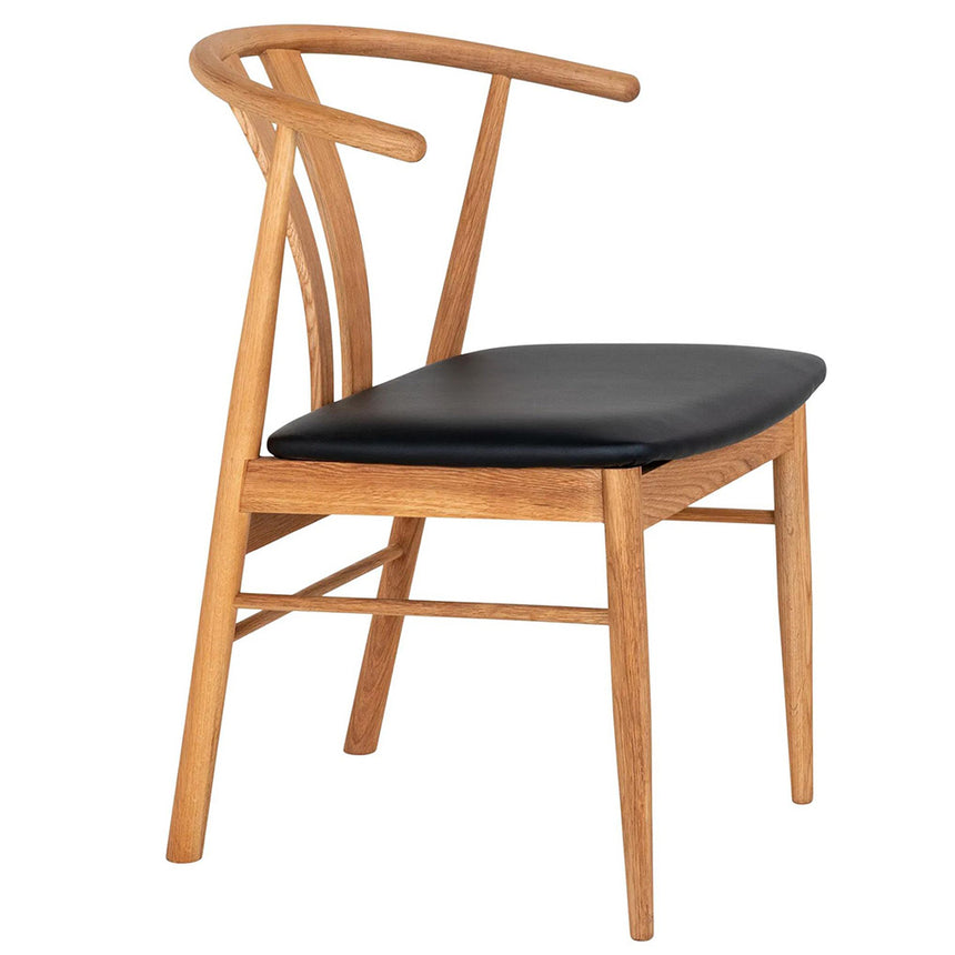 2 x Melilla Natural Oak Faux Leather Seat Dining Chair