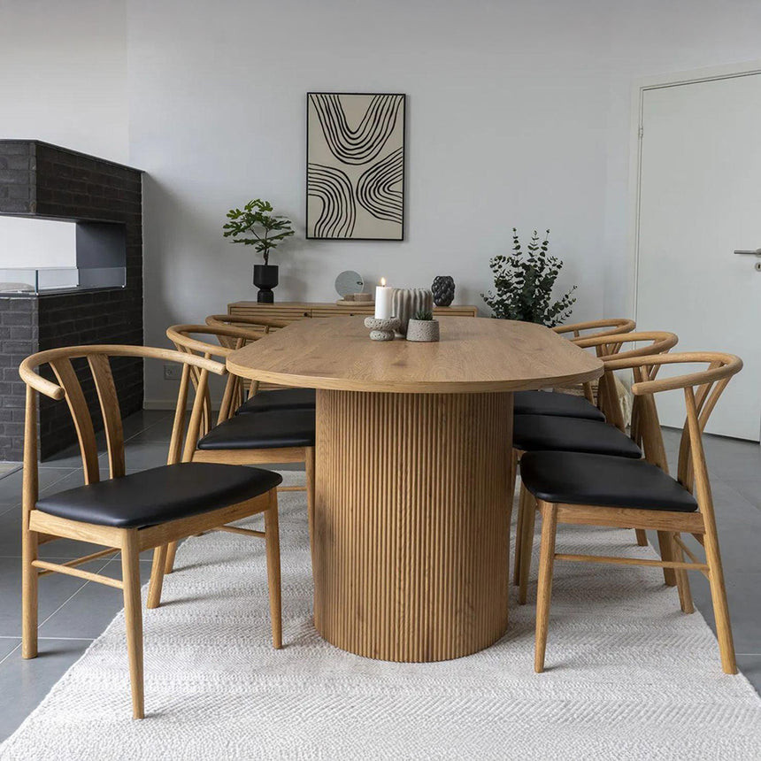 2 x Melilla Natural Oak Faux Leather Seat Dining Chair