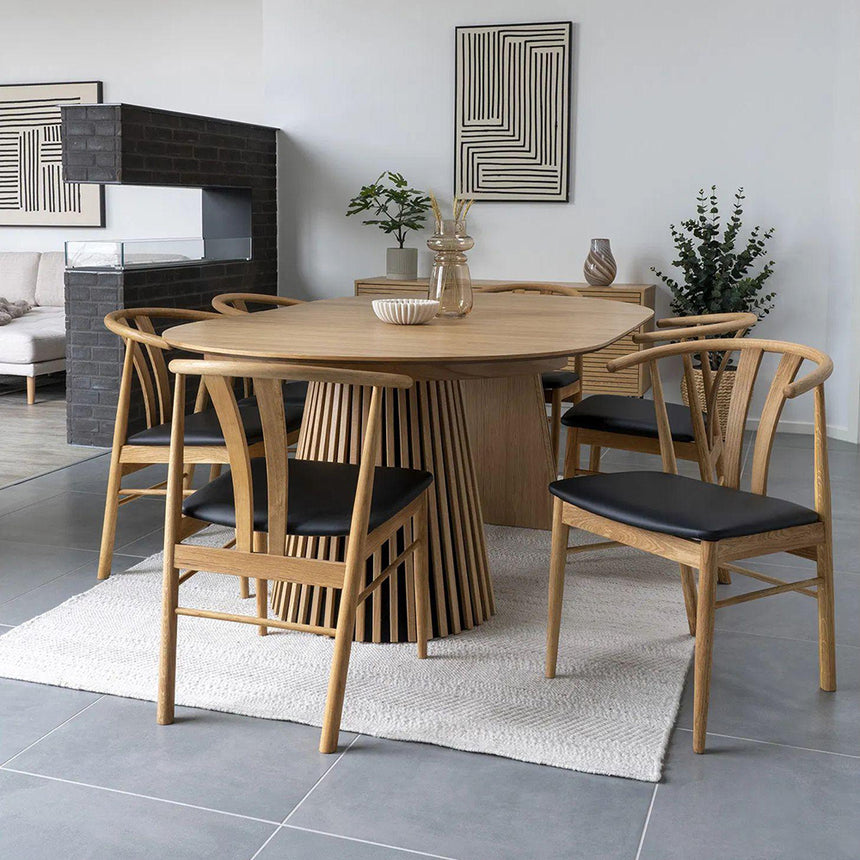 2 x Melilla Natural Oak Faux Leather Seat Dining Chair