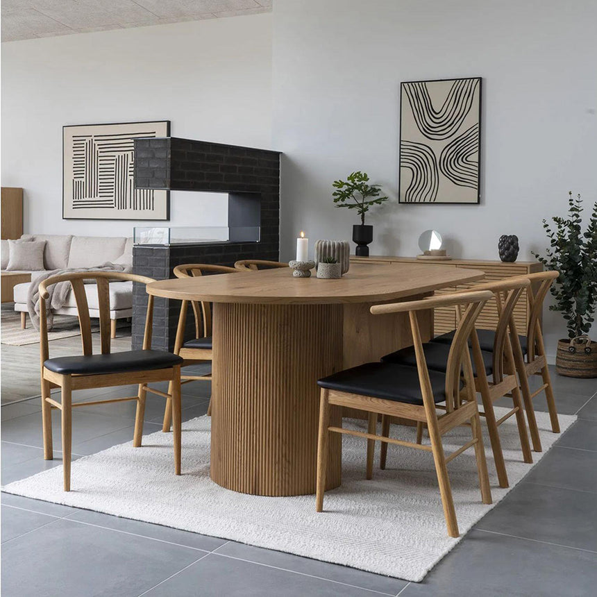 2 x Melilla Natural Oak Faux Leather Seat Dining Chair