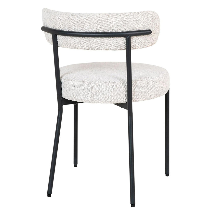 2 x Badalona White Boucle Fabric Dining Chair with Black Legs