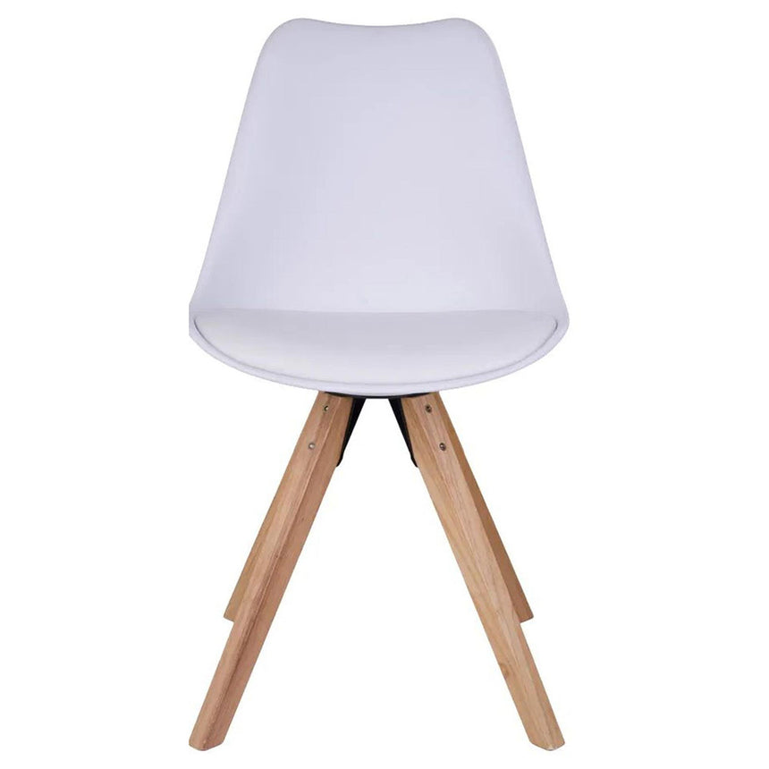 2 x Bergen White Faux Leather Dining Chair with Natural Legs