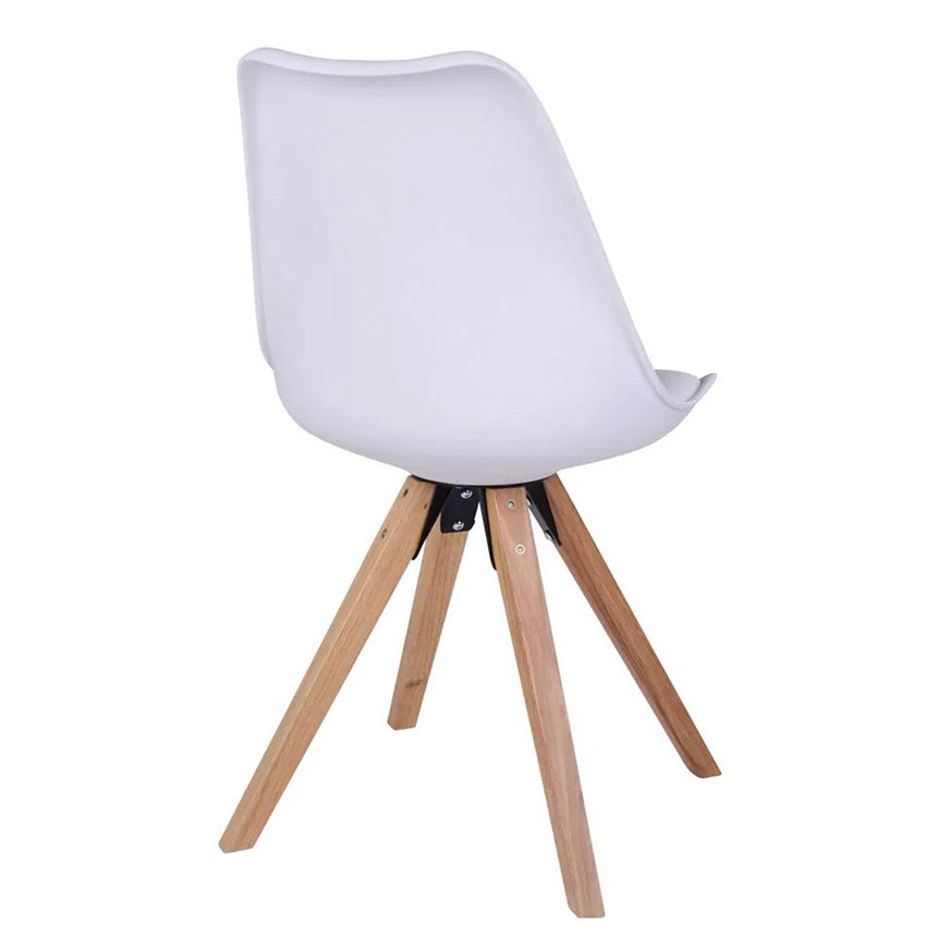 2 x Bergen White Faux Leather Dining Chair with Natural Legs