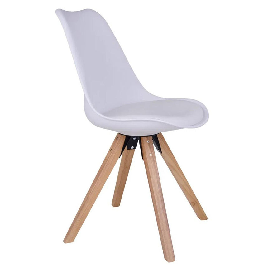 2 x Bergen White Faux Leather Dining Chair with Natural Legs