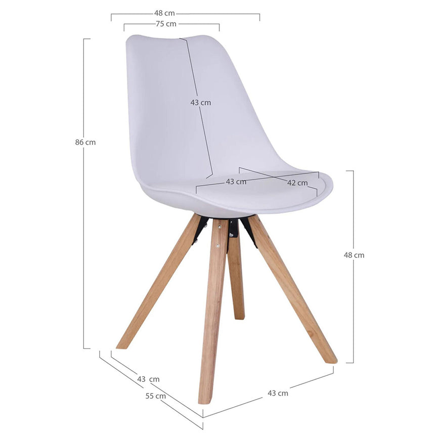 2 x Bergen White Faux Leather Dining Chair with Natural Legs