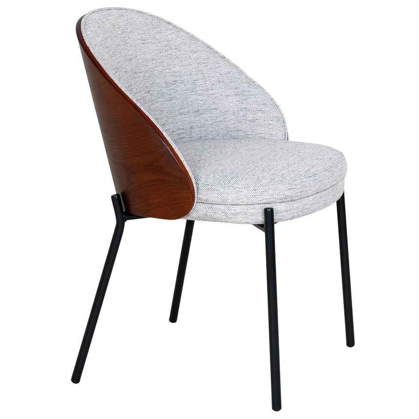 2 x Canelas Light Grey Fabric Dining Chair with Black Legs