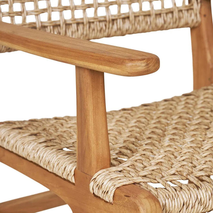 2 x Derby Polyrattan Natural Teak Wood Dining Armchair