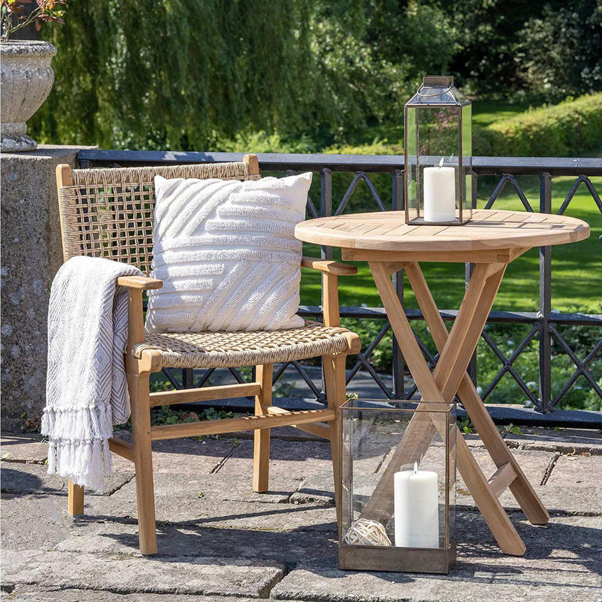 2 x Derby Polyrattan Natural Teak Wood Dining Armchair