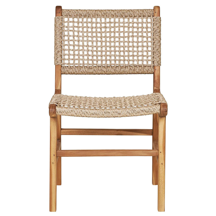2 x Derby Polyrattan Natural Teak Wood Dining Chair