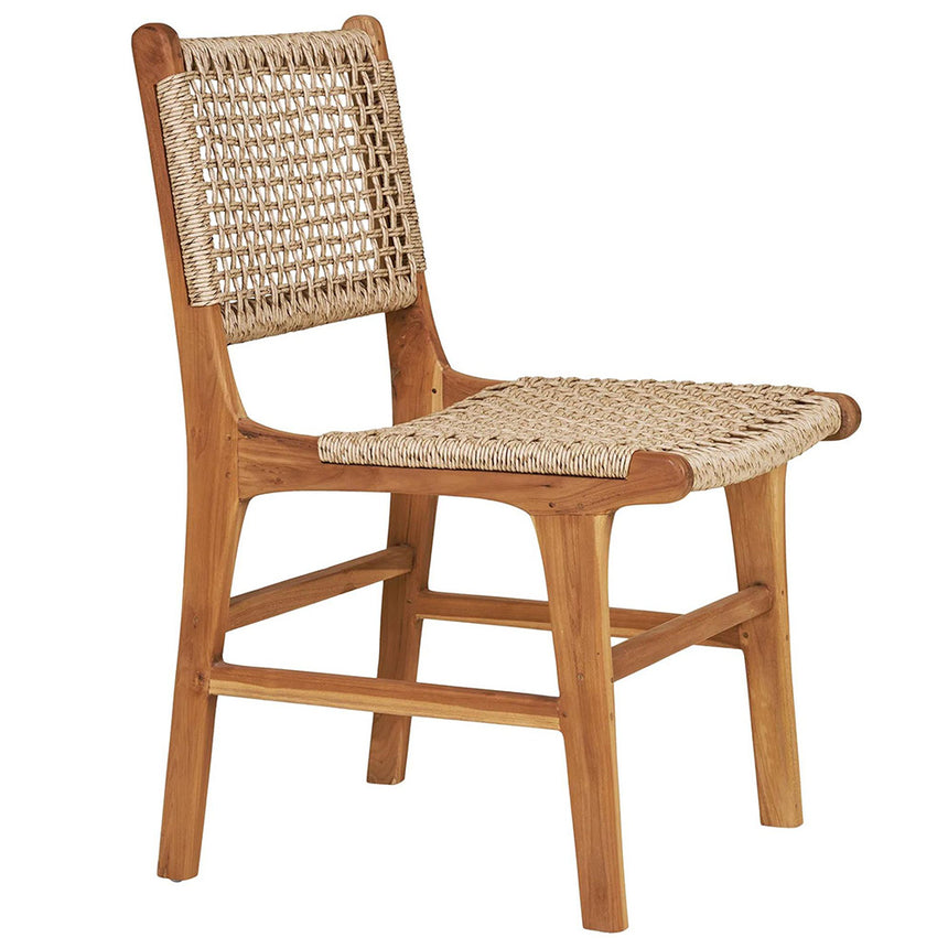 2 x Derby Polyrattan Natural Teak Wood Dining Chair