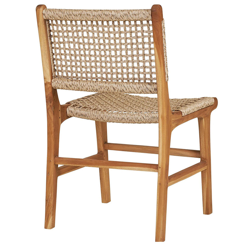 2 x Derby Polyrattan Natural Teak Wood Dining Chair