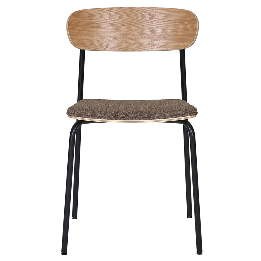 2 x Estepona Natural Ash Wood Brown Dining Chair with Black Legs