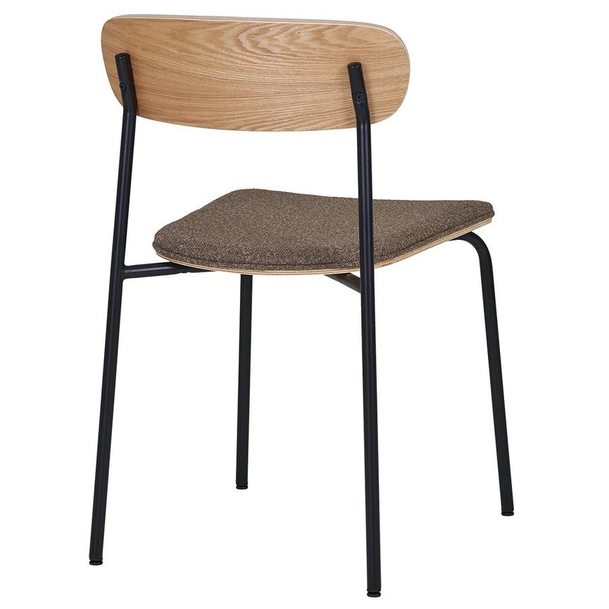 2 x Estepona Natural Ash Wood Brown Dining Chair with Black Legs