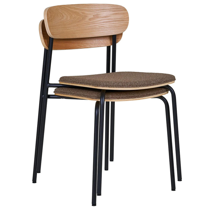 2 x Estepona Natural Ash Wood Brown Dining Chair with Black Legs