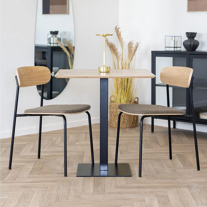 2 x Estepona Natural Ash Wood Brown Dining Chair with Black Legs