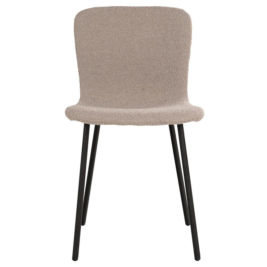 2 x Halden Beige Boucle Fabric Dining Chair with Black Legs