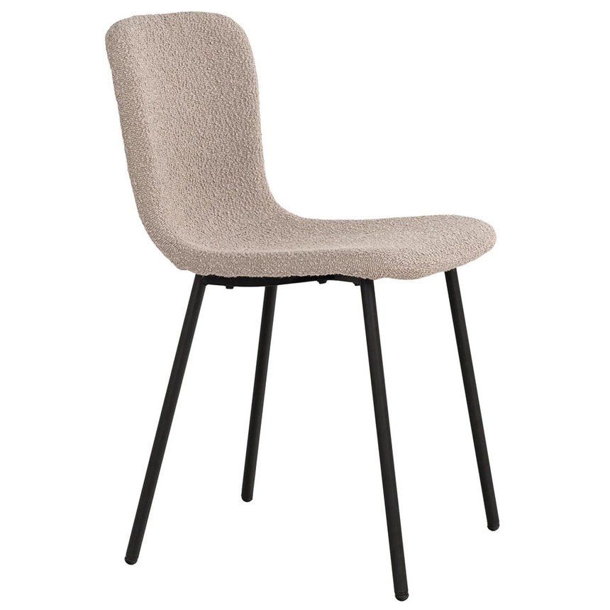 2 x Halden Beige Boucle Fabric Dining Chair with Black Legs