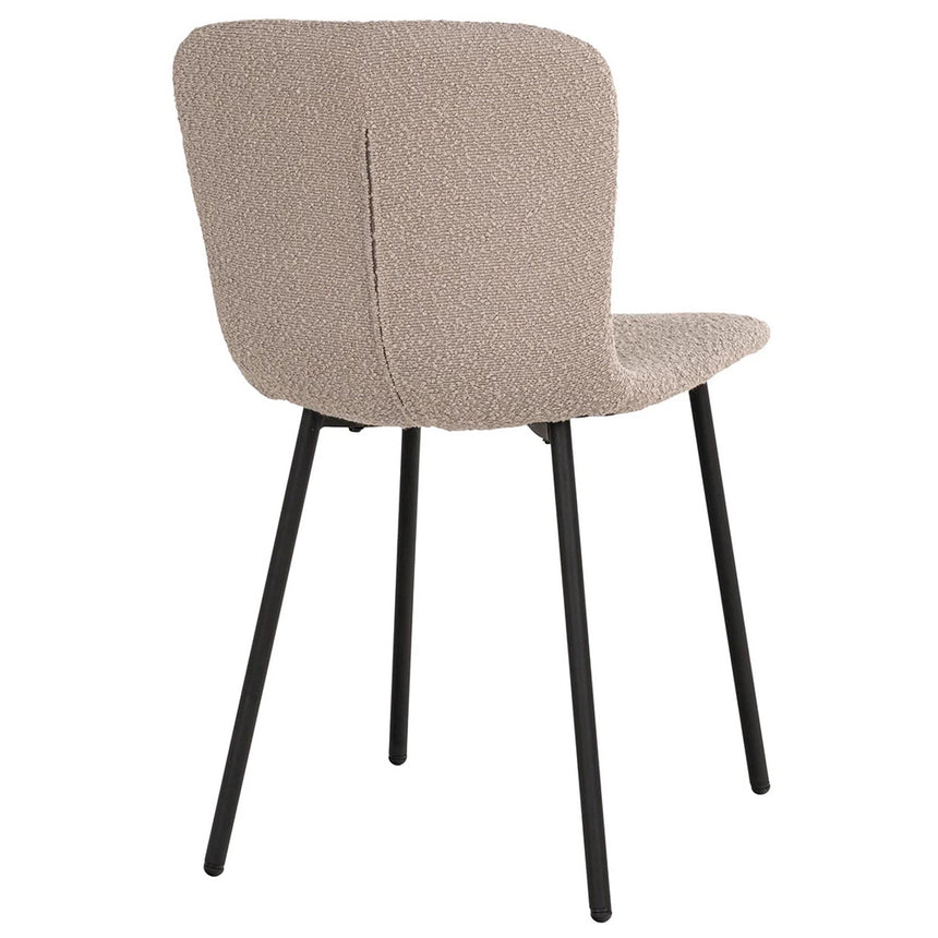 2 x Halden Beige Boucle Fabric Dining Chair with Black Legs
