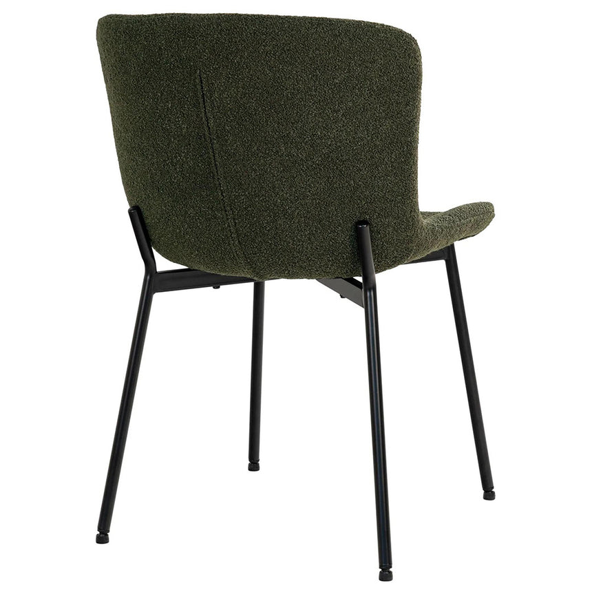 2 x Maceda Dark Green Boucle Fabric Dining Chair with Black Legs