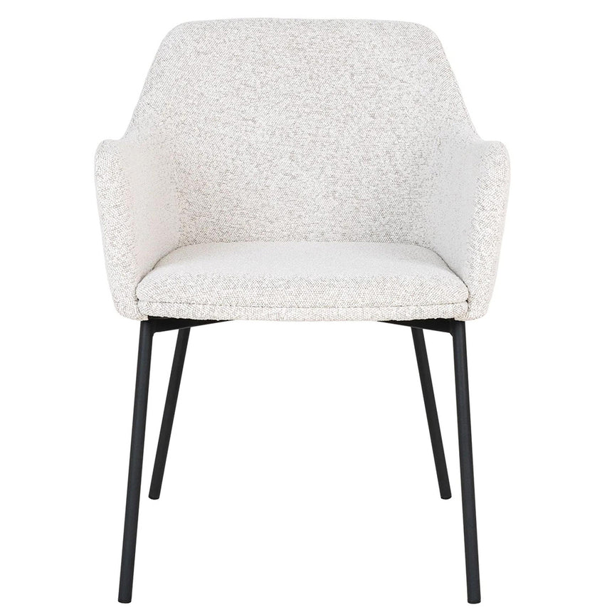 2 x Melilla White Fabric Boucle Dining Chair with Black Legs
