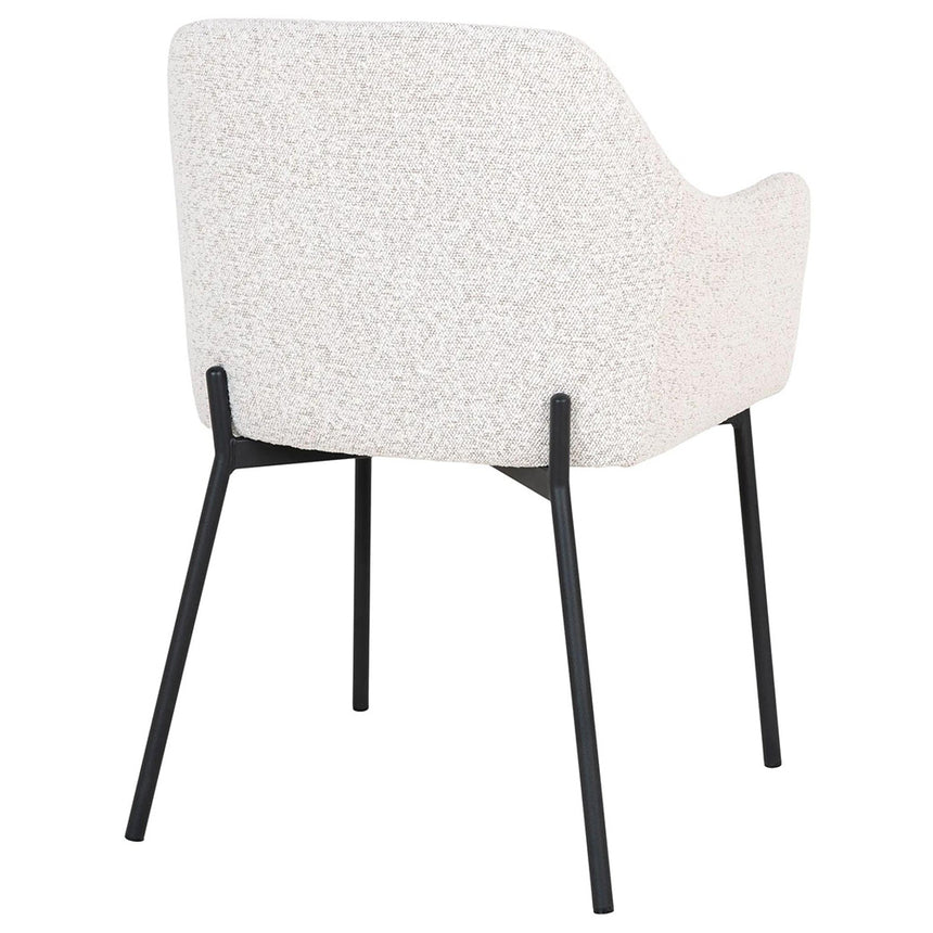2 x Melilla White Fabric Boucle Dining Chair with Black Legs