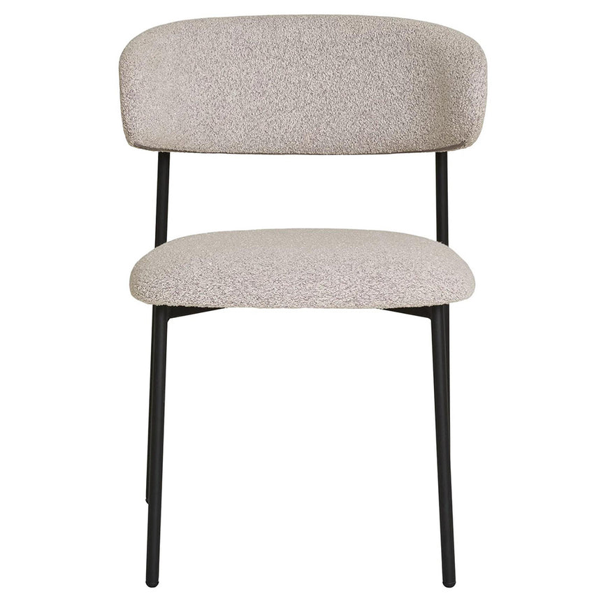 2 x Mira Sand Grey Boucle Fabric Dining Chair with Black Legs