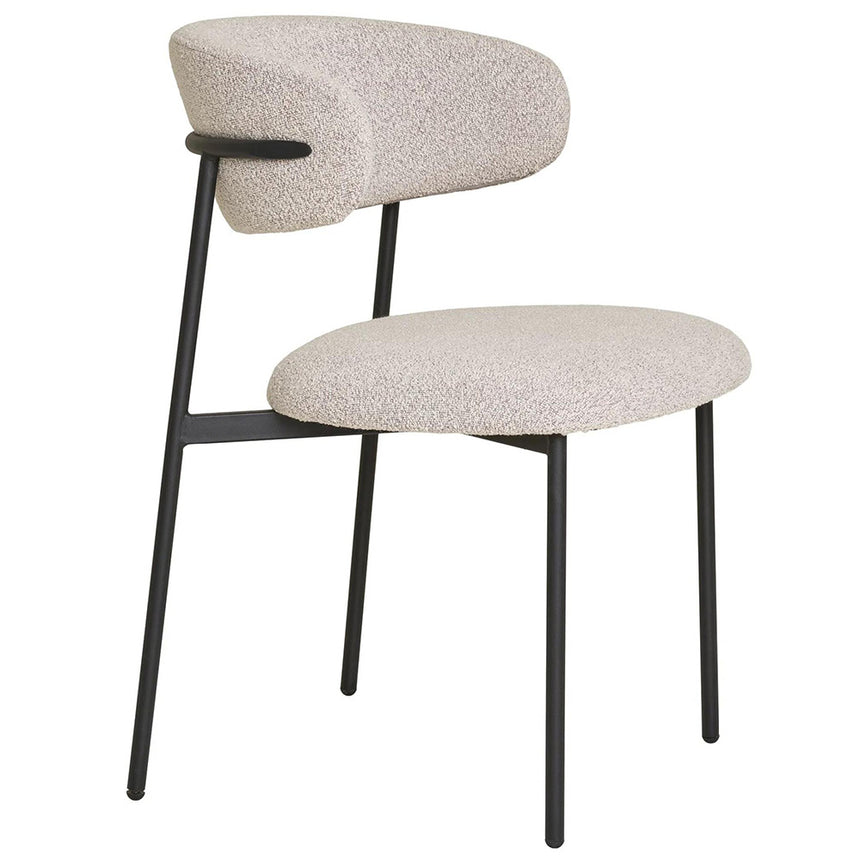 2 x Mira Sand Grey Boucle Fabric Dining Chair with Black Legs