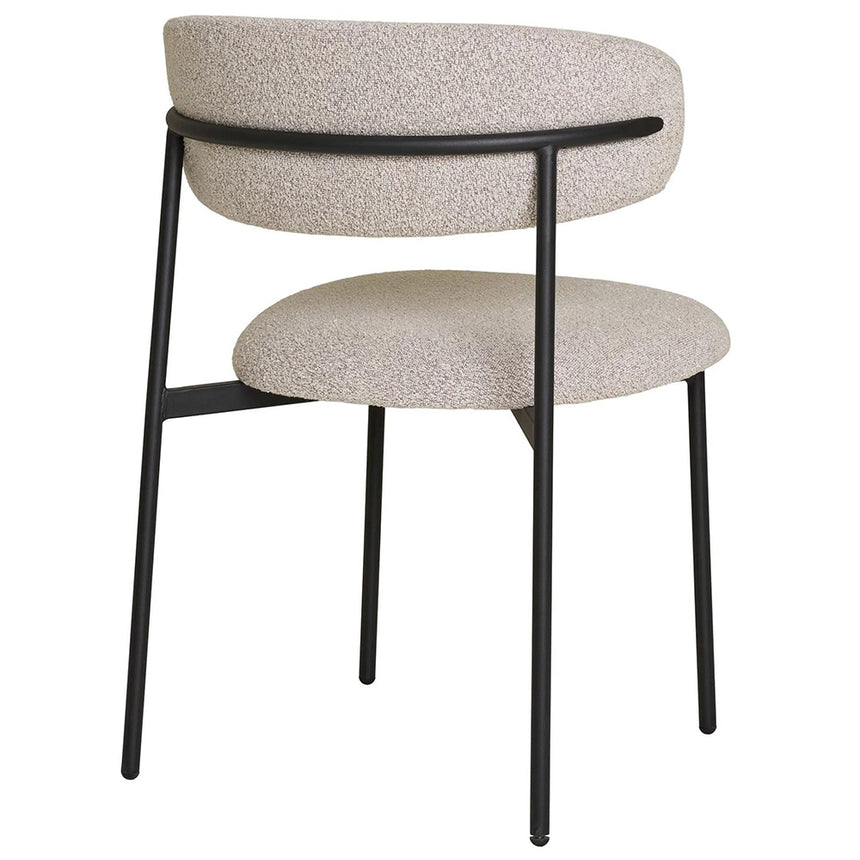 2 x Mira Sand Grey Boucle Fabric Dining Chair with Black Legs