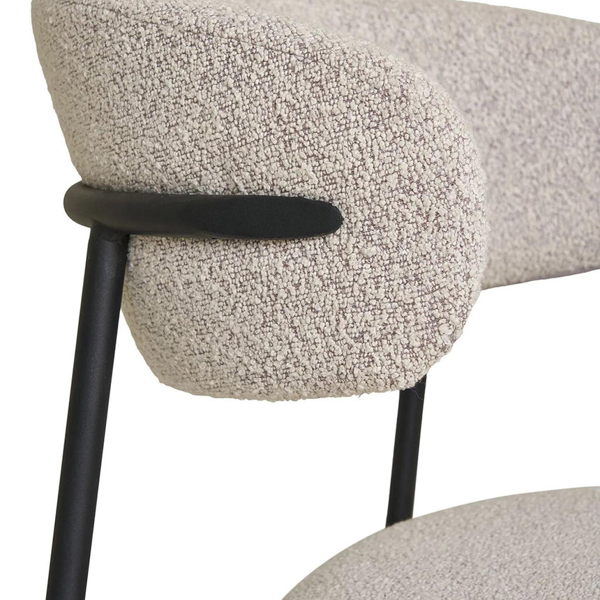 2 x Mira Sand Grey Boucle Fabric Dining Chair with Black Legs