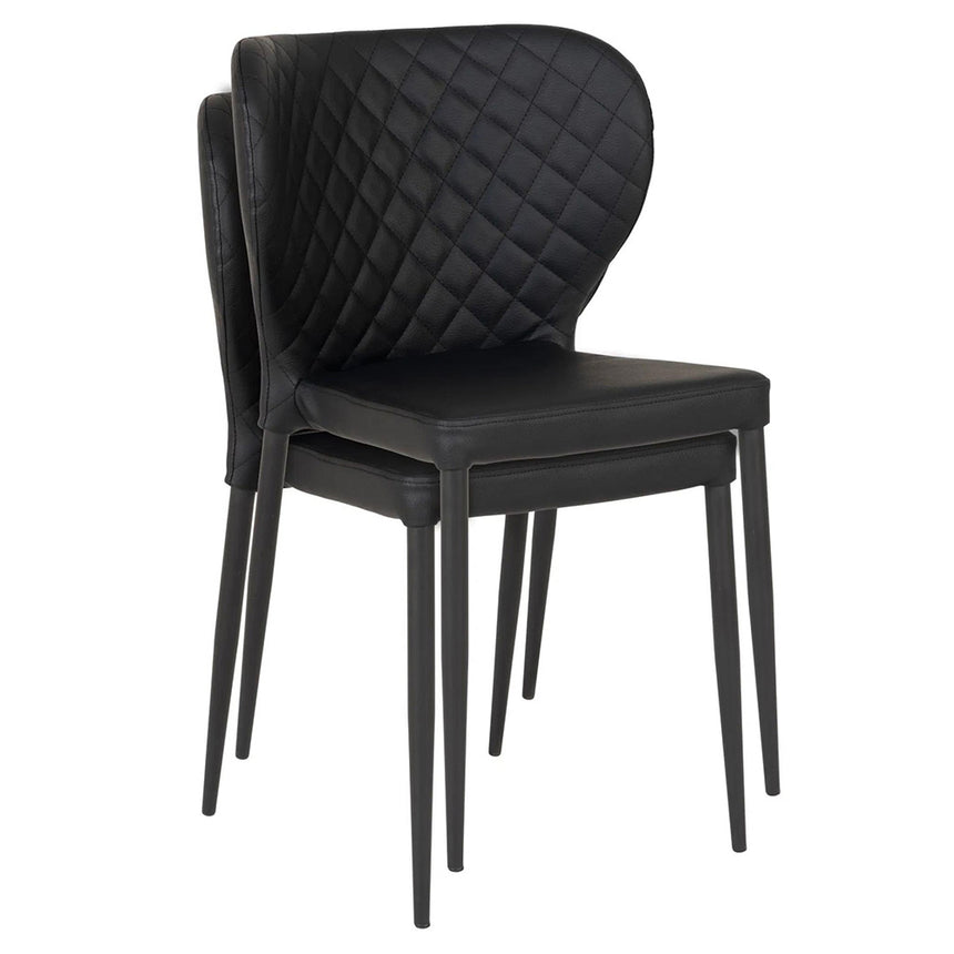 2 x Pisa Black Faux Leather Dining Chair