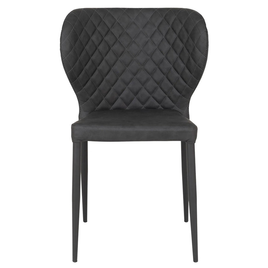 2 x Pisa Dark Grey Faux Leather Dining Chair with Black Legs