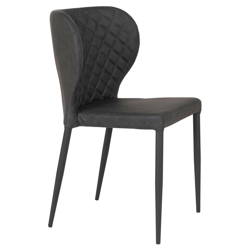 2 x Pisa Dark Grey Faux Leather Dining Chair with Black Legs